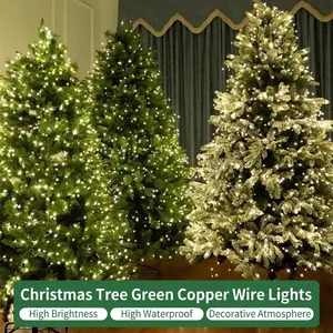 10M 100 LED Christmas Tree String Lights Warm White Copper Wire Starry Lights With 8 Modes Remote Control For Holiday Party Decor