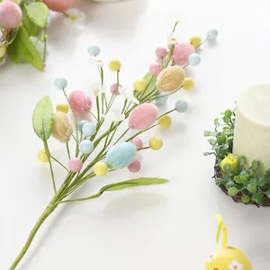 Creative colorful foam Easter egg branch sprig for festive DIY holiday floral arrangements