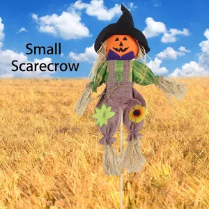 Halloween pumpkin head scarecrow garden stake decoration for spooky autumn parties