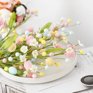 Easter egg berry stems with pastel eggs and flowers for DIY floral decor