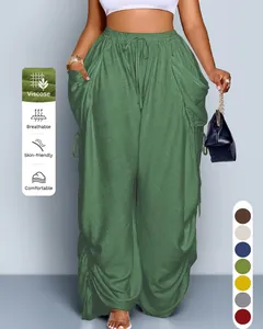 Dames plus size losse casual harembroek met trekkoord in de taille van viscose