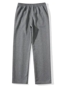 Close-up detail of gray waffle knit texture on these loose casual lounge pants
