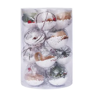 Set de 16 bolas de Navidad transparentes con rellenos naturales festivos