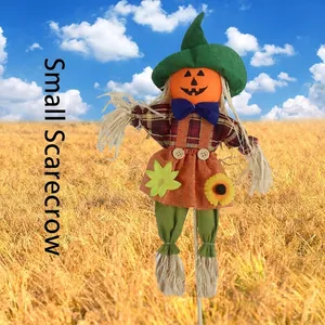 Small Halloween pumpkin scarecrow decoration for autumn harvest festival and party