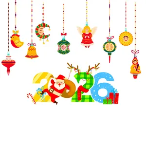 Adesivi statici per vetri Natale 2026 con Babbo Natale e decorazioni natalizie