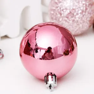 Elegante pallina di Natale rosa lucida da 6 cm per decorazioni dell'albero festivo