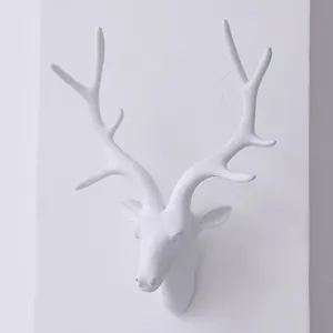 Nordic Style Resin Deer Head Wall Decoration For Christmas Home Shop Wall Hanging Ornaments Gold White Stag Head Sculpture