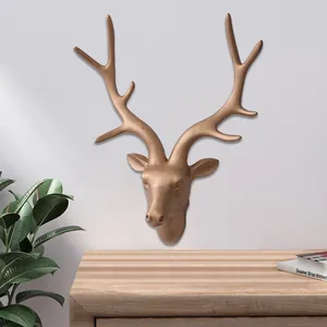 Gold deer head wall hanging decoration for Christmas shop and home interior styling