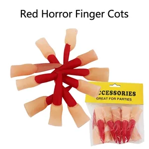 Halloween heksenvingers met lange rode nagels horror kostuum cosplay rekwisieten