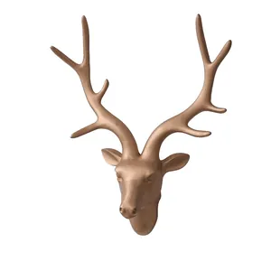 Elegant rose gold deer head wall hanging decoration for festive Christmas home display