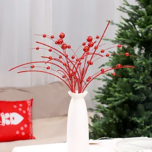 Tiges de Baies à Paillettes de Noël Branches Scintillantes Artificielles Pour Couronne DIY Décoration d'Arbre de Noël Ornements de Fête