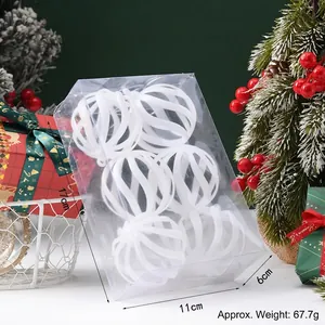 Set di 6 palline di Natale a spirale bianche in scatola regalo trasparente per l'albero