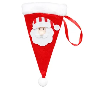 Portaposate natalizio in feltro Babbo Natale per decorazione tavola festiva