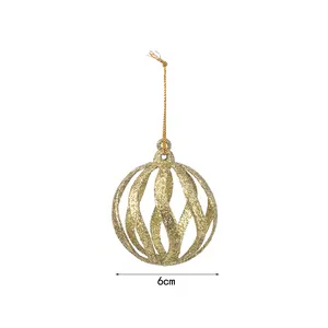 Palla di Natale glitterata dorata da 6 cm con design a spirale traforato per l'albero