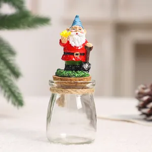 Pot à Bonbons Gnome de Noël en Résine Conteneur en Verre Ornement de Nain Elfe Décoration de Bureau pour Maison Bureau Cadeau
