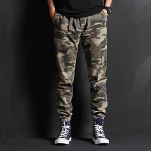 Men's outdoor military camouflage cargo pants with drawstring waist and durable cotton fabric