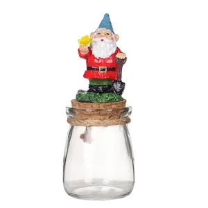 Pot à bonbons décoratif de Noël avec figurine de gnome en résine et bouchon de liège