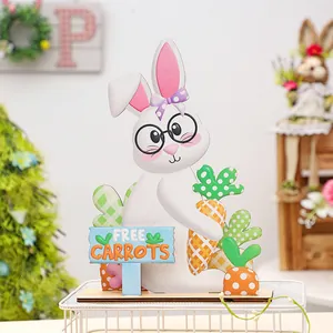 Décoration de Pâques en bois multicouche à faire soi-même avec panneau carotte