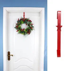 Roter Metall-Weihnachtskranz-Türhaken mit glitzerndem Sternendekor für Zuhause