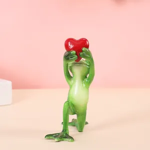 Kreative Frosch-Figur aus Harz mit rotem Herz, ideal als Valentinstagsgeschenk und Dekoration
