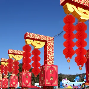 Dekorative rote chinesische Neujahr Wabenlaternen Kette für festliche Feiern im Freien