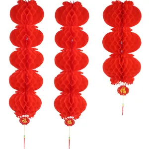 Traditionelle rote Waben-Papierlaternen für chinesische Neujahrsfestdekorationen