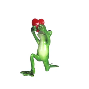 Kreative Frosch-Resin-Figur mit rotem Herz als Dekoration zum Valentinstag Geschenk