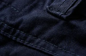 Close-up detail of high-quality internal stitching and twill fabric texture