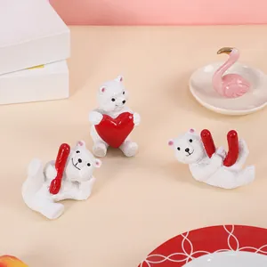 Cute white bear resin figurines set for romantic wedding and Valentine's Day decor