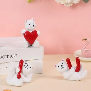Cute white bear resin figurines set for wedding and Valentine's Day decor