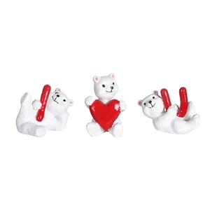 Cute white bear resin figurines holding I Love U for Valentine's Day wedding decor