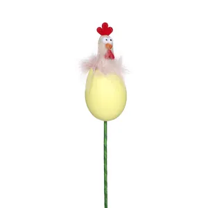 Piquet d'œuf de poussin de Pâques rigolo pour bouquet DIY et décoration de fête festive