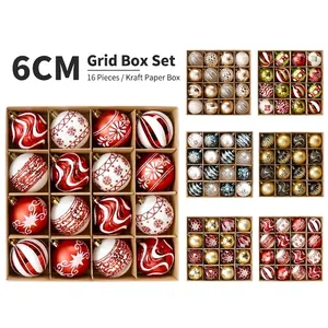 European Style Painted Christmas Ball Set For Holiday Tree Decoration Shatterproof Plastic Baubles Multi Color Patterns Ornaments For Home Party Festive Decor
