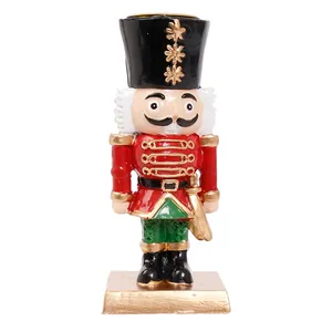 Classic Nutcracker soldier resin candlestick holder for festive Christmas home decor
