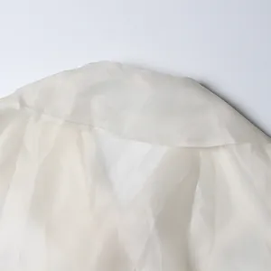 Close-up detail of a vintage style white blouse collar with sheer fabric texture