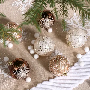 Set di 6 palline di Natale dipinte in stile europeo per decorazione festiva albero