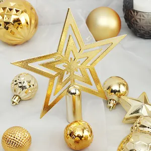 Elegante juego de 45 piezas de estrella dorada y bolas para el árbol de Navidad