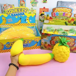 Jumbo Simulation Banana Pineapple Squishy Toy Slow Rebound Fruit Stress Relief Squeeze Toy For Kids Adults Gift Yellow Fruit Toy
