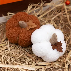 Set of plush sherpa pumpkins for Halloween and Thanksgiving harvest decor