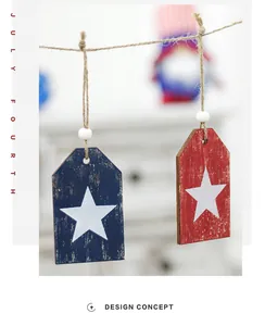 Étiquettes en bois usé avec étoiles pour décoration patriotique de la fête nationale