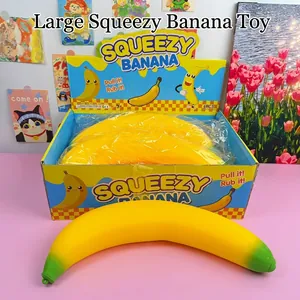 Detailed view of a 45cm large slow-rebound banana squishy toy designed for stress relief