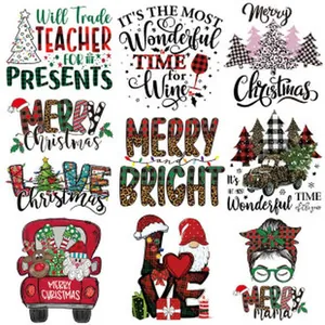 Selection of various festive Christmas heat transfer vinyl decal designs for clothes