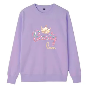 Purple long sleeve sweatshirt with Beauty Love floral crown heat transfer printing