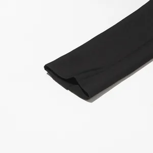 Close-up detail of a black suit dress sleeve showing high-quality fabric texture and finish