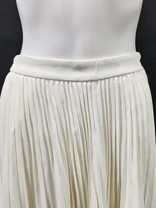 Élégante jupe longue plissée blanche à taille haute de style français chic
