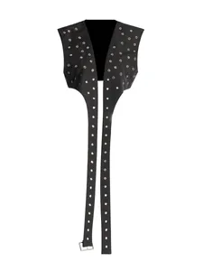 Gilet nero con borchie stile punk hip-hop con spalline lunghe e fibbia metallica
