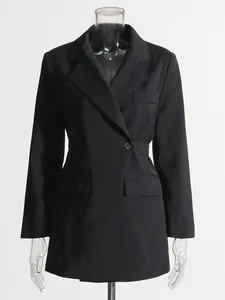 Elegantes schwarzes Langarm-Blazerkleid mit tailliertem Schnitt für professionelle Outfits