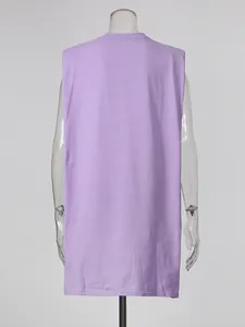 Oversized lavender sleeveless round neck cotton T-shirt dress for women summer style