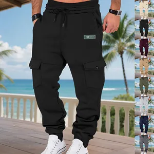 Herren Winter Fleece Cargo Sweathose mit Multi-Taschen-Design und verstellbarem Kordelzug