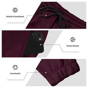 Detailansichten der Winter-Fleece-Cargohose für Herren mit elastischem Bund und Saum